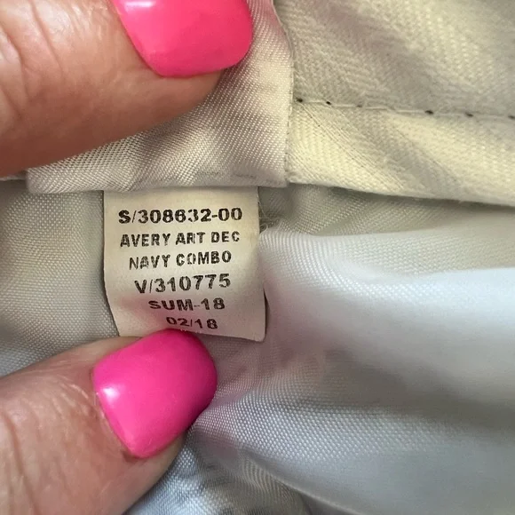 π πNWOT BANANA REPUBLIC βAveryβ Art Deco Bi-Stretch Ankle Pant Navy Combo | 8 - Picture 14 of 14